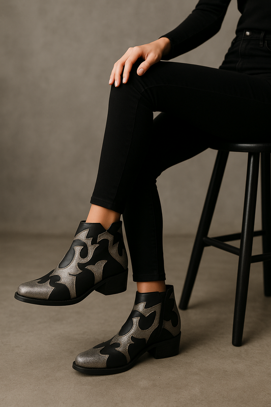 Botín Verona Negro/Plata